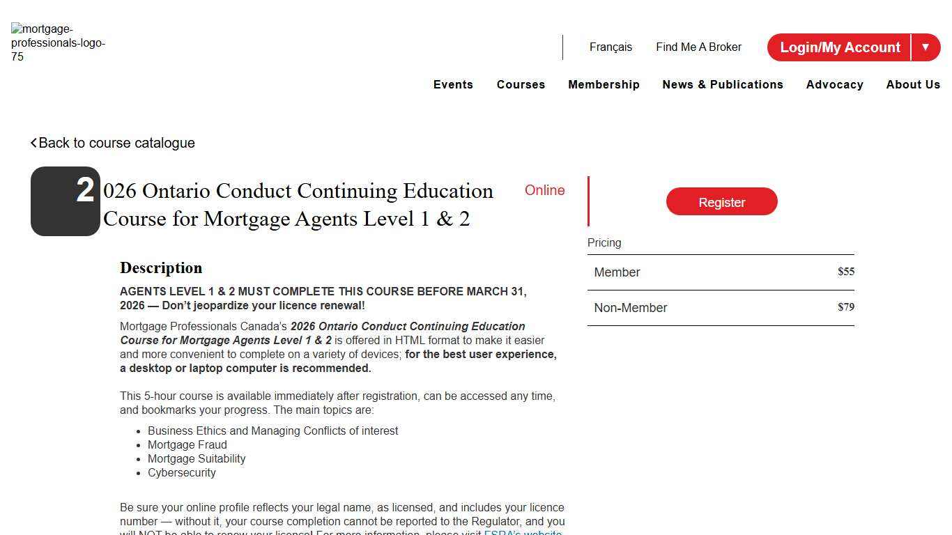 2026 Ontario Conduct Continuing Education Course for Mortgage Agents Level 1 & 2